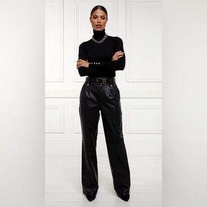 90s Minimalist Genuine Leather Straight Leg Pants by Neto Vintage